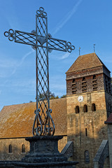 Tower of the medieval Abbey church of the monastery in Saint-Chef