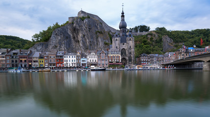 Dinant, Belgium 20 July 2018: Daylight long exposure view of Dinant, Belgium