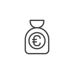 Money bag outline icon. linear style sign for mobile concept and web design. Euro sack simple line vector icon. Symbol, logo illustration. Pixel perfect vector graphics