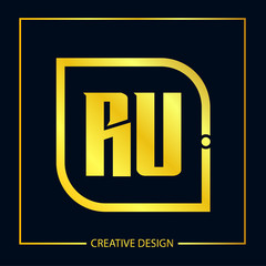 Initial Letter RU Logo Template Design