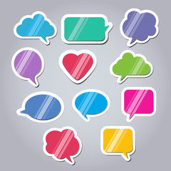 Colored text bubbles set balloons speech design vector template background.