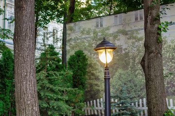 Street lights shining at the dark time