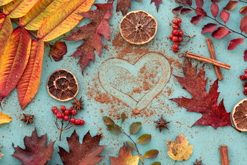 Obraz na płótnie Canvas Thanksgiving day background. Autumn composition.