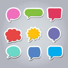 Colored text bubbles set balloons speech design vector template background.