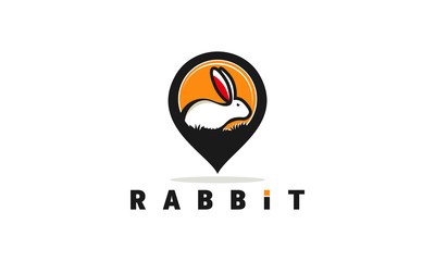 Pin Rabbit Location Cute Logo Template