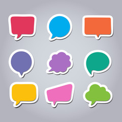 Colored text bubbles set balloons speech design vector template background.