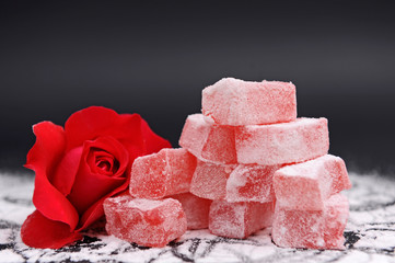 Turkish delight with red roses