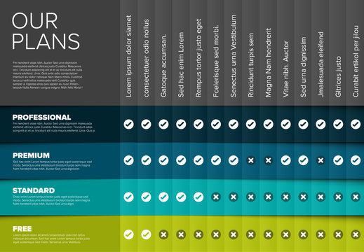 Product / Service Price Comparison Table