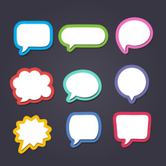 Colored text bubbles set balloons speech design vector template background.