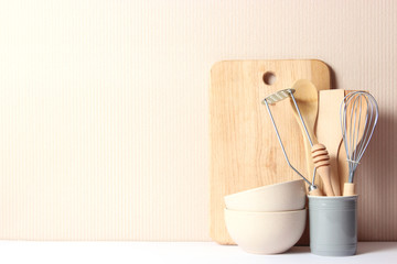 set of different kitchen utensils.