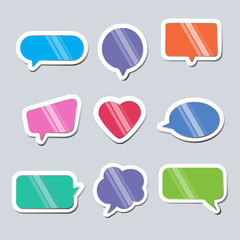 Colored text bubbles set balloons speech design vector template background.