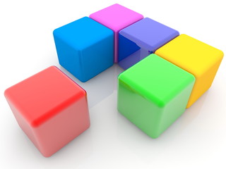 Different color cubes in abstract composition