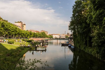 Milan, Darsena view on the canal, Italy