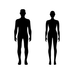 Silhouette of man and woman. Body icons.