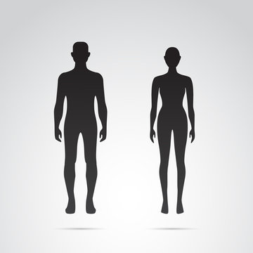 Silhouette of man and woman. Body icons.
