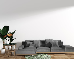 modern living room interior minimal designs, 3d rendering.