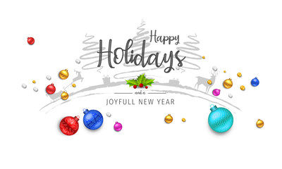 Happy Holidays and Joyful New Year Greeting Card. Happy Holidays and Joyful New Year Vector Design.