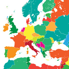 Fototapeta na wymiar Colorful map of Europe