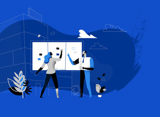 Digital startup homepage illustration template
