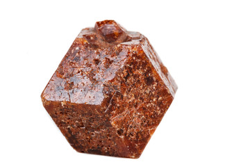 Macro mineral stone Garnet on a white background