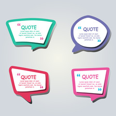 Colored text bubbles set balloons speech design vector template background.