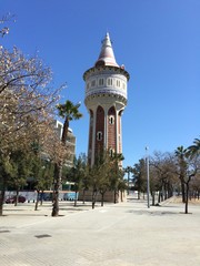 the clock tower in Barcelona