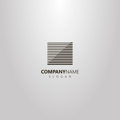 black and white simple vector geometric logo of square of lines of different thickness forming a ladder