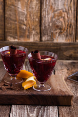 Glasses of  mulled wine, Christmas party festive drink