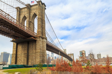 Brooklyn bridge and park in Brooklyn, New York, USA