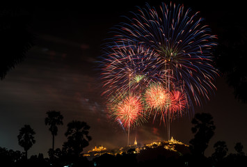 Firework in Pranakornkiri Annual Festival at Phetchaburi, Thailand