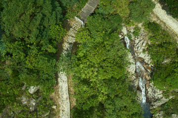 top view of natural trails and waterfall in hong kong