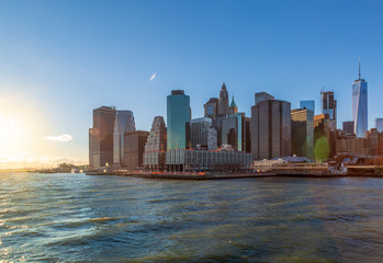 Jersey City from Hudson river in New Jersey, USA