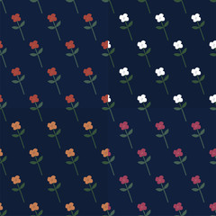 set of flower seamless pattern