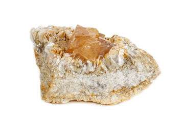 Macro mineral stone  Scheelite on a white background