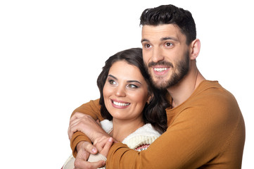 Portrait of beautiful woman and man posing