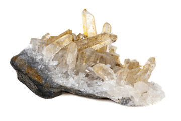Macro Mineral Stone Crystals Citrine on a white background