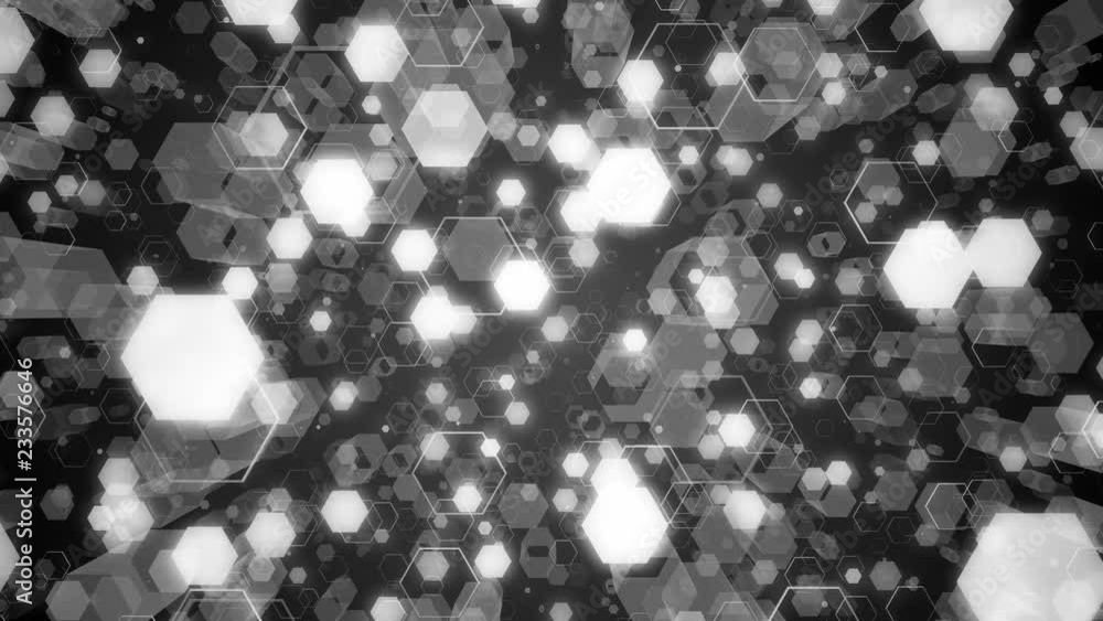 Poster abstract technological background of glowing hexagons. seamless loop animation. high-quality 3d rend