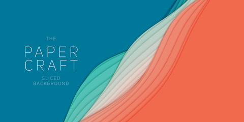 Vector 3D abstract background with paper cut shape. Colorful carving art. Paper craft Antelope canyon landscape with gradient colors. Minimalistic design for business presentations, flyers.