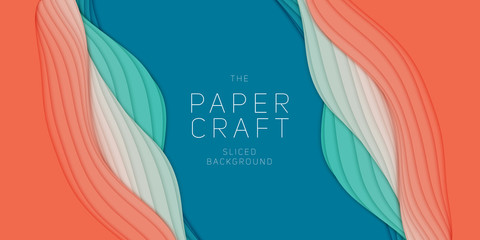 Vector 3D abstract background with paper cut shape. Colorful carving art. Paper craft Antelope canyon landscape with gradient colors. Minimalistic design for business presentations, flyers. © garrykillian