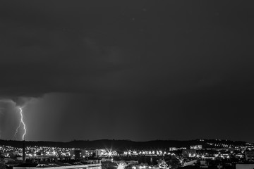 Lightning in Sabadell city, Barcelona, Spain