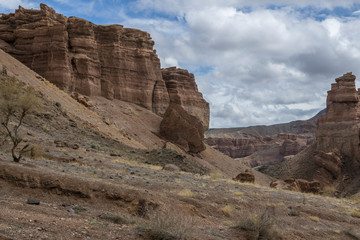 Fototapeta na wymiar View over Sharyn or Charyn Canyon, Kazakhstan, second biggest canyon in the world