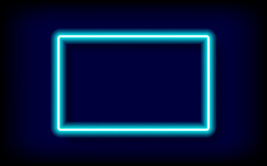 rectangle blue neon tube frame with shadow,vector illustration.