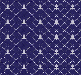 Christmas New Year's winter seamless festive Norwegian pixel pattern - Scandinavian style
