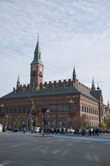 Copenhagen, Denmark - October 09, 2018 : View of Copenhagen city hall and City Hall Square