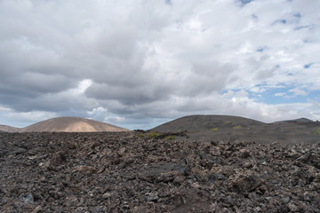 Desert stone volcanic landscape in Lanzarote, Canary Islands