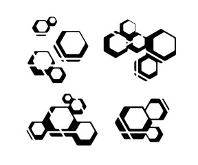Set of compositions from hexagons on white
