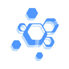 Colorful vector composition of hexagons on white