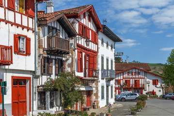 Obraz premium Street in Ainhoa, Pyrenees-Atlantiques, France