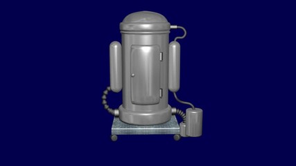 Life support chamber, cryonic tank containing man.  Looping 3d animation. Alpha matte included - Powered by Adobe