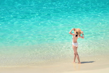 White sand in the summer. Beautiful beaches of Thailand.Summer sea travel.Summer beach travel.
